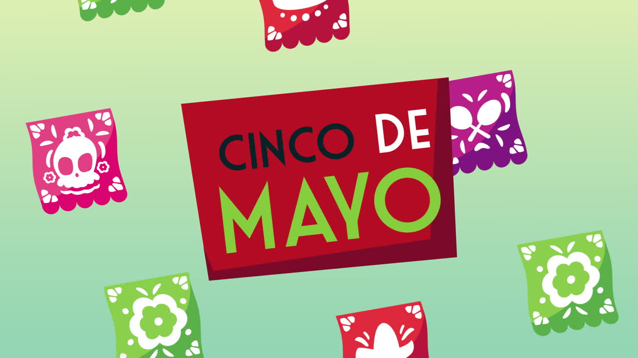 celebración de letras de cinco de mayo con guirnaldas de papel