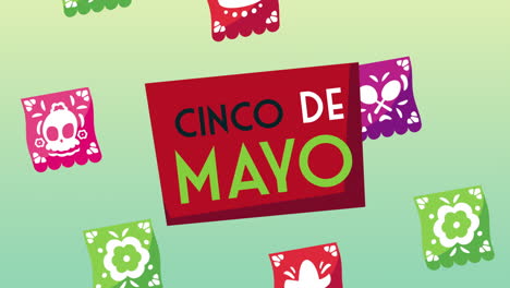 cinco de mayo lettering celebration with paper garlands