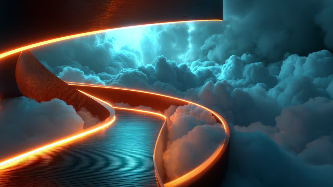 A Surreal Journey Through an Ethereal Path Surrounded by Dreamlike Clouds and Illuminated by Soft, Glowing Lights, Capturing the Essence of Otherworldly Landscapes and Fantasy Realms