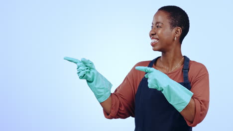 Smile,-maid-and-black-woman-pointing-to-space