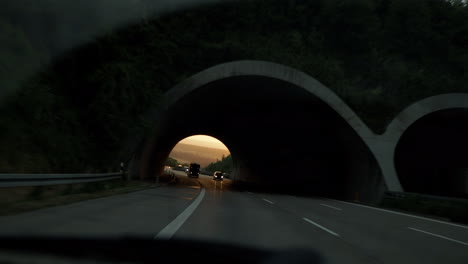 driving on highway in germany at sunrise in traffic