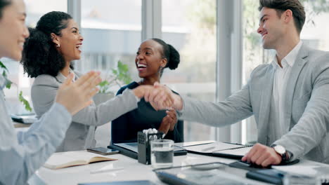 applause, handshake and business people