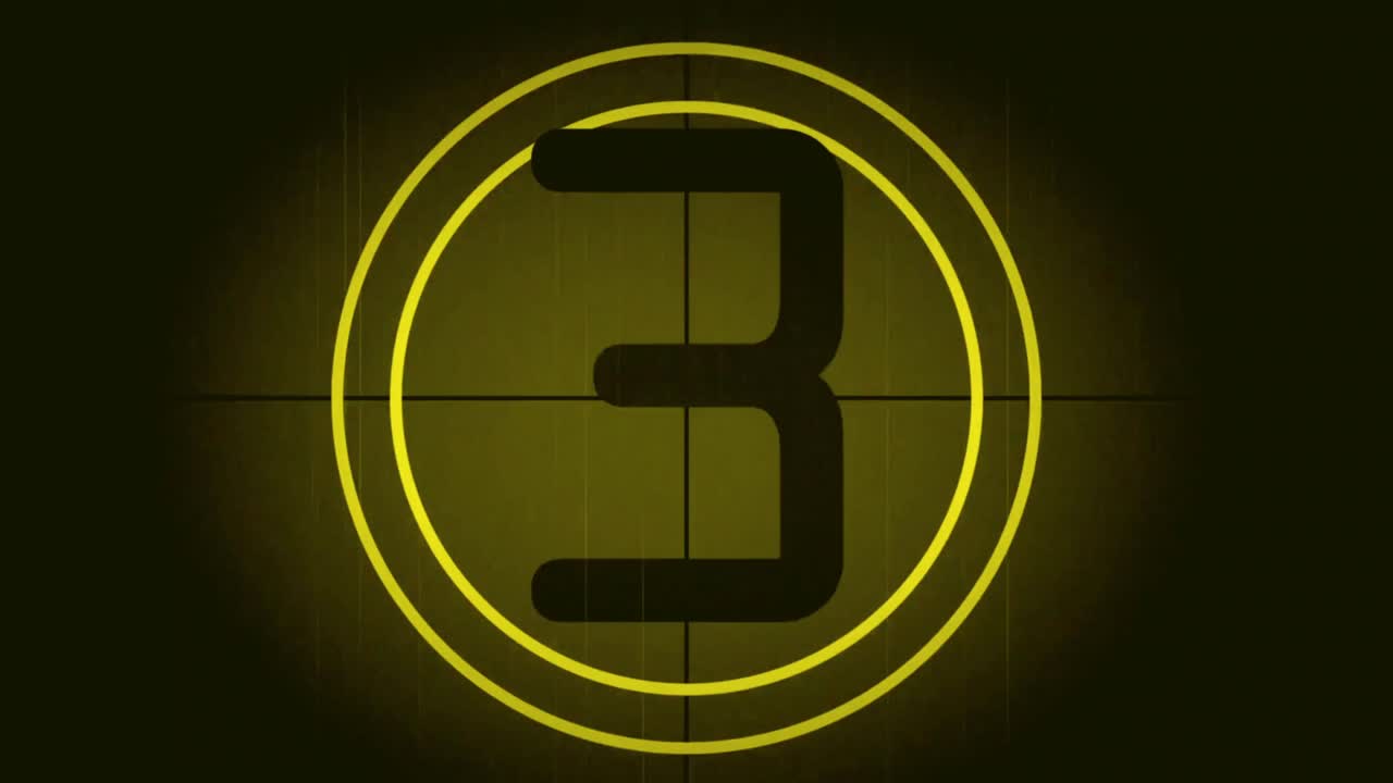 Retro Yellow Film Countdown with Scratches and Vignette