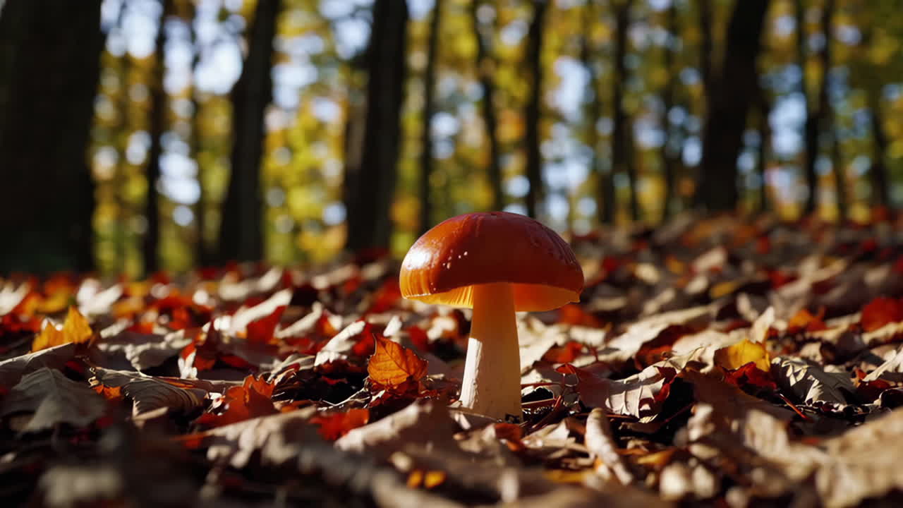 Roter Pilz im Herbstwald
