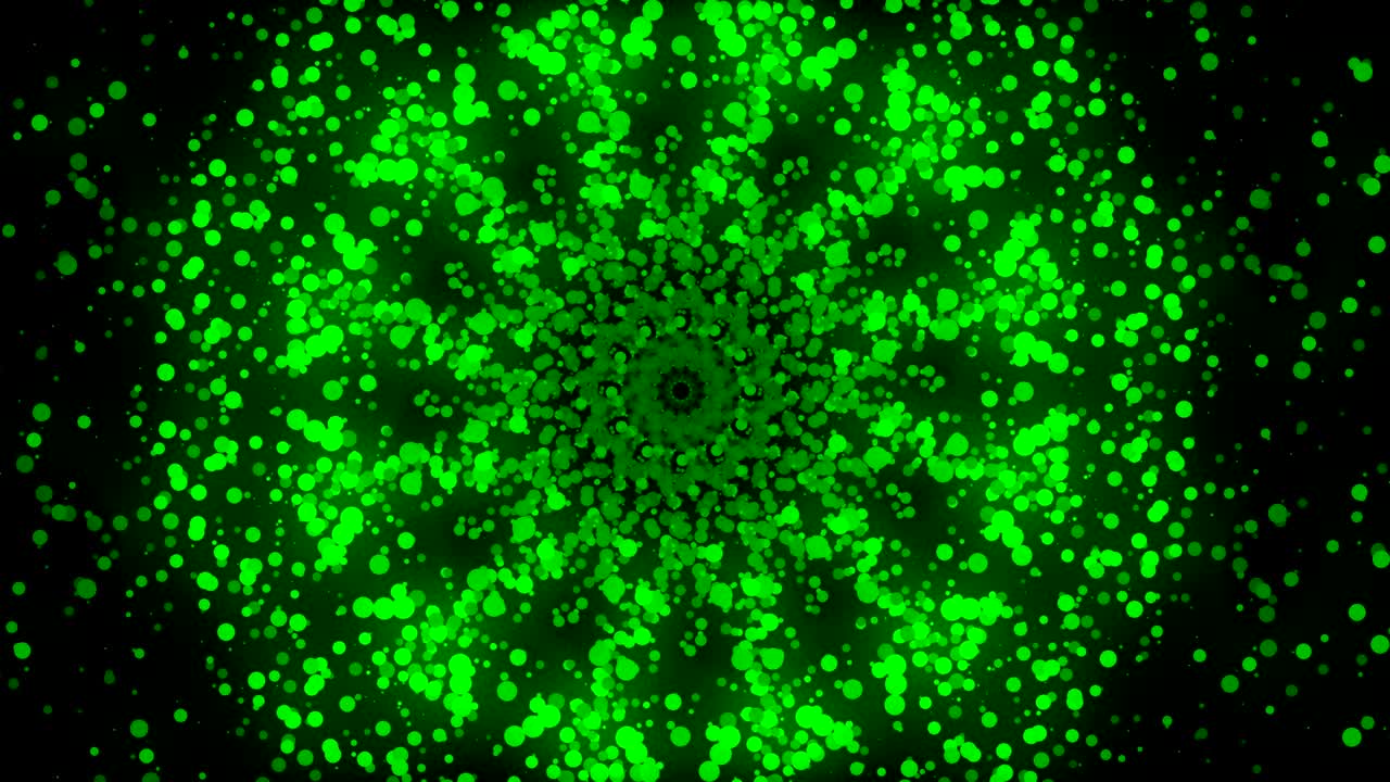 녹색 원형 펠의 중심으로부터의 분산은 회귀적인 패턴을 가지고 있습니다.