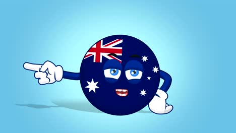 cartoon icon flag australia unhappy left pointer speak with face animation with alpha matte