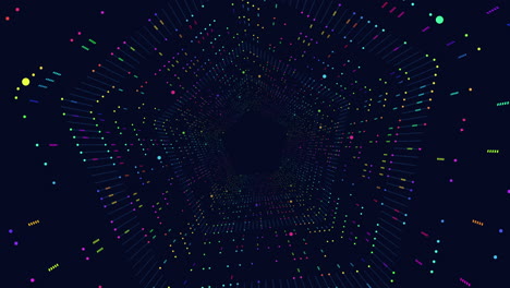 Neon-futuristic-hexagons-with-dots-and-lines-in-spiral-in-dark-galaxy