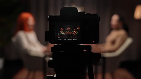 video interview setting with two people