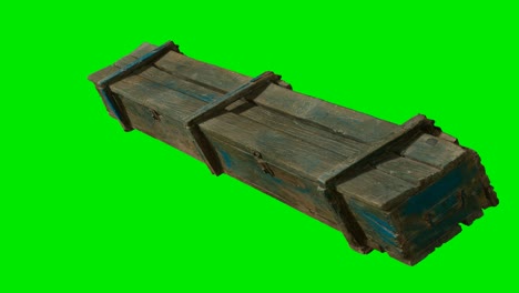 wooden-box-for-weapons-on-green-chromakey-background