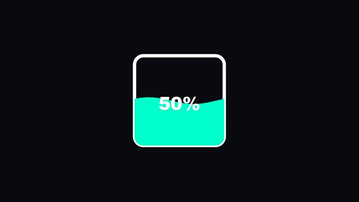 Barra di avanzamento di caricamento digitale che si riempie con contatore percentuale.