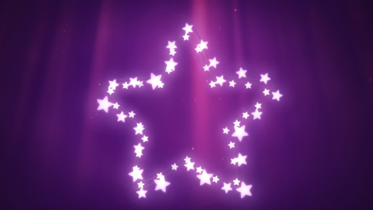 Stella luminosa di lucine su sfondo viola