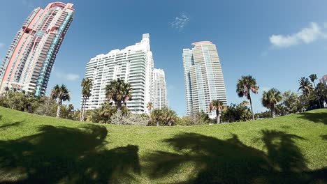 miami apartment complex buildings wide shot fisheye palm trees