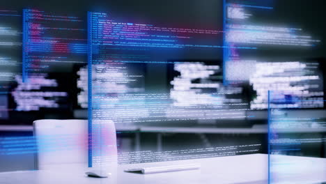 programación, codificación y tablero de mandos por la noche