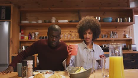 couple having breakfast at home