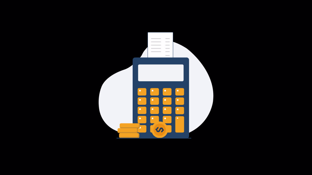 Animated Calculator Generating Receipt and Coins