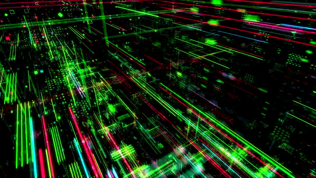 cyber space science and technology background. 3D render 4K loop.