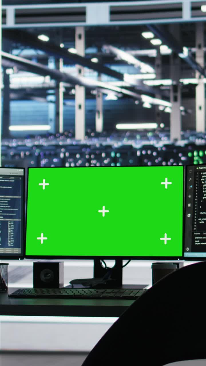 Vertical Video Green Screen Computers In Data Center Managing Energy Consumption