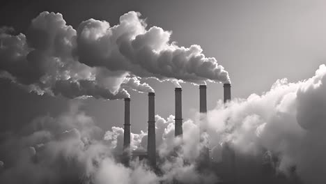 industrial smokestacks emitting large plumes of smoke
