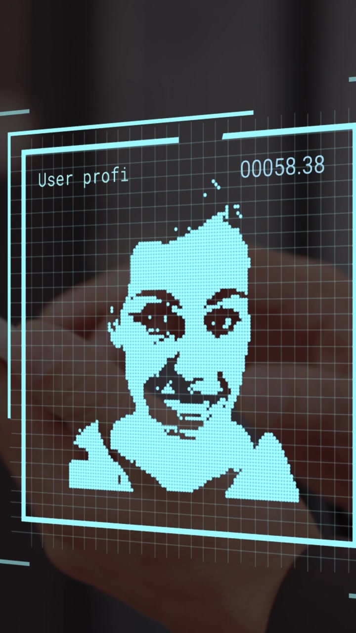 Animation of user photos over hands of caucasian man using smartphone