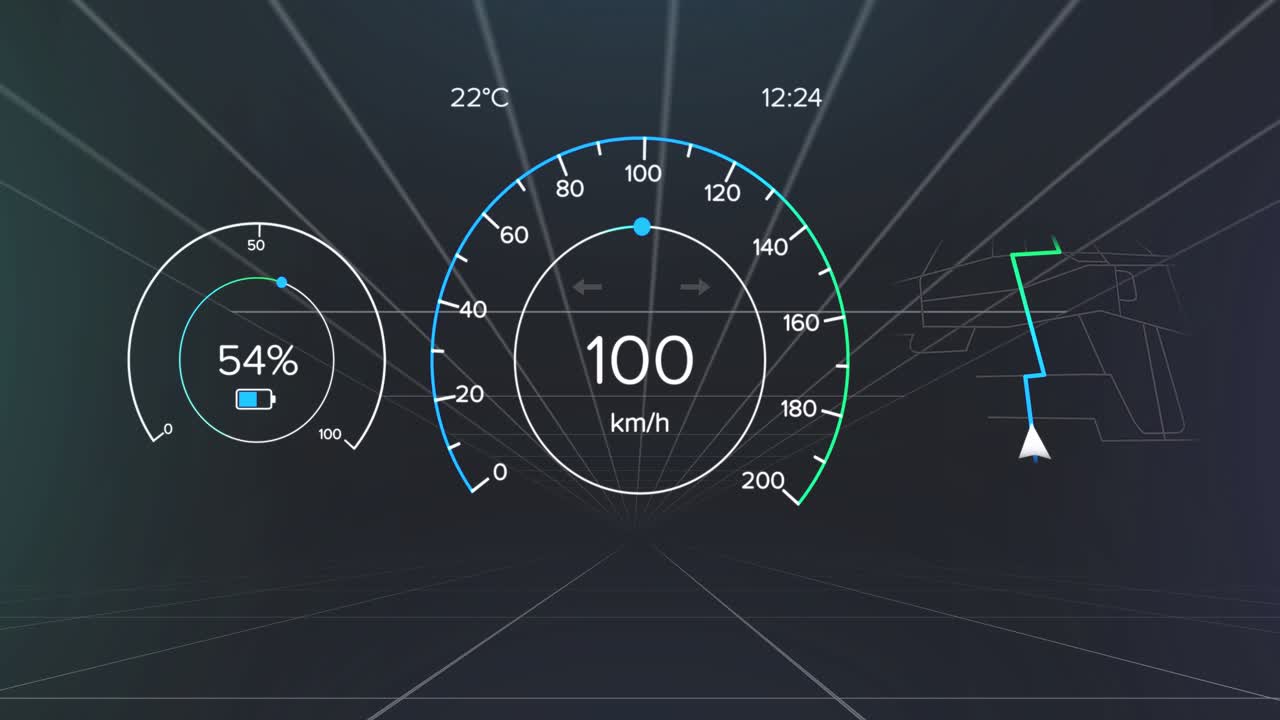 HUD overlay starting from 9 km or h to 100 km or h then falling to 13 km or h demonstrating performa