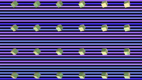animación de cuadrados amarillos en fondo púrpura