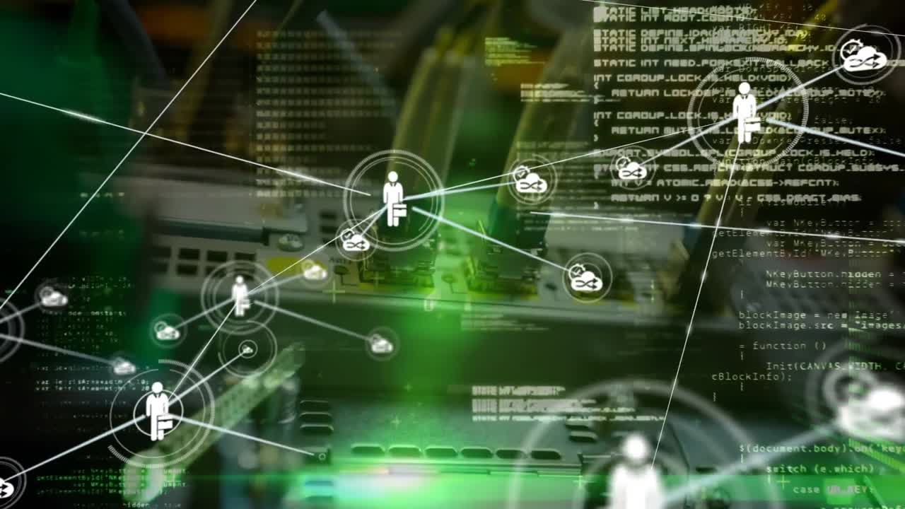 animación de la red de conexiones a través de un servidor de computadoras