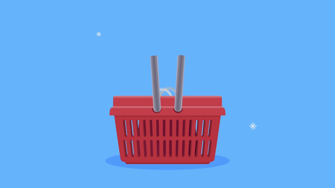 animación de la bolsa de compras y la canasta