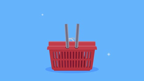 animación de la bolsa de compras y la canasta