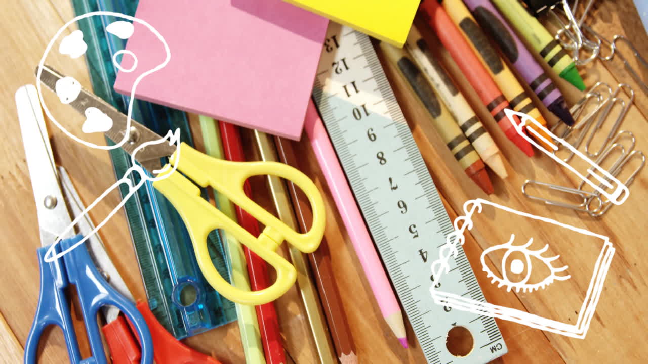 학교 아이콘을 학교 아이템 위에 애니메이션으로 표시합니다.