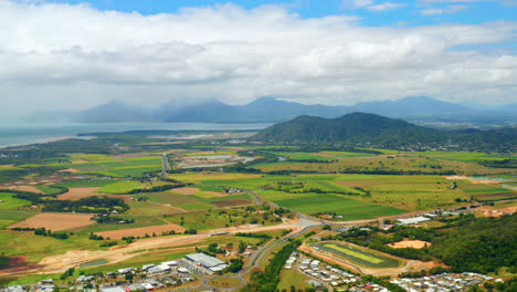 beautiful view on suburban atherton in queensland, australia - aerial drone shot