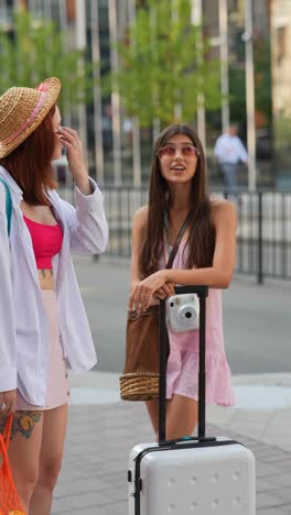 two women talking on the street