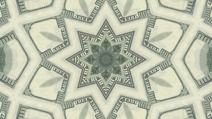 US Dollar money bill mosaic in abstract animated background. Creative business motion graphic seamless loop