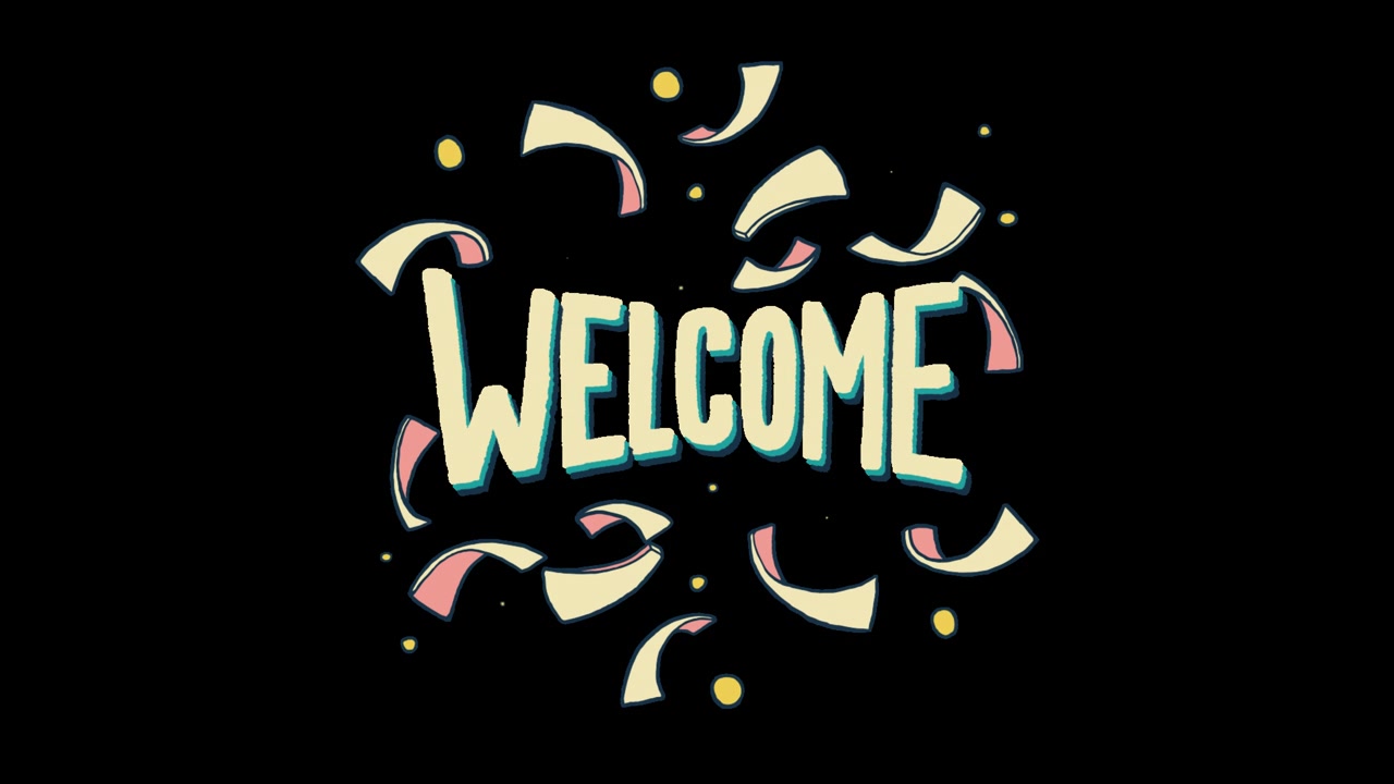 Design grafico di benvenuto con coriandoli