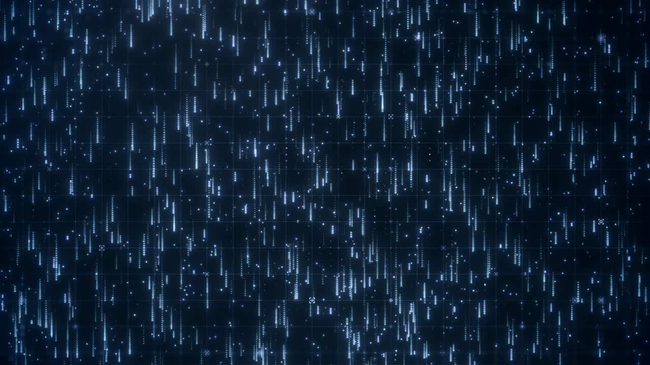 Futuristic Digital Data Rain Animation Blue Cyber Code Falling Matrix Background Loop