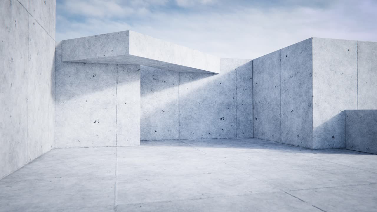 Time Lapse of Moving Shadows in an Empty Concrete Room