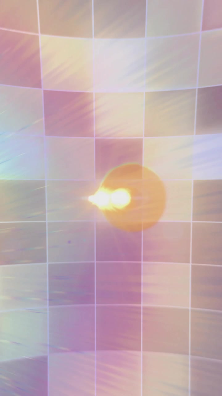 Abstract animation with colorful light rays and grid pattern