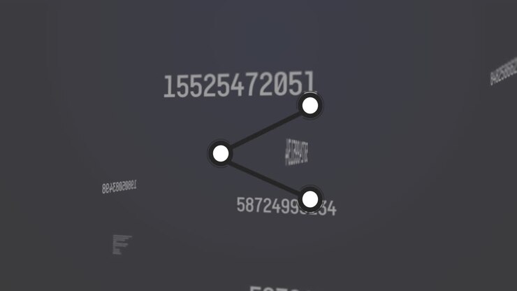 Digital animation of share icon against multiple changing numbers on grey background
