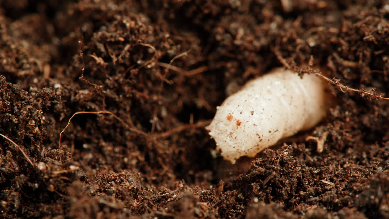 Larva di verme nel terreno