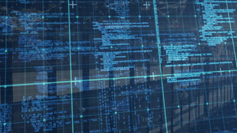 animation of data processing in blue over servers