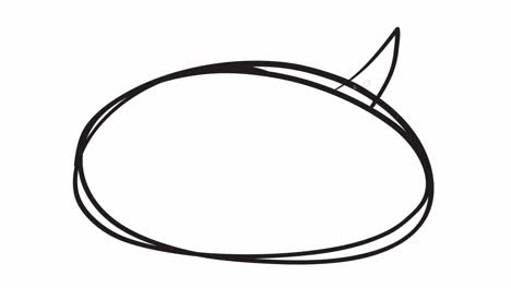 a simple black line sketch animation showing the gradual formation of a speech bubble over 10 seconds