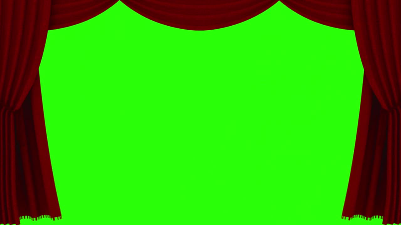녹색 화면에 빨간 커튼 열기