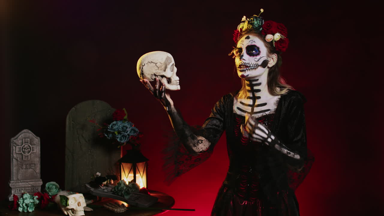 Day of the Dead Woman with Skull