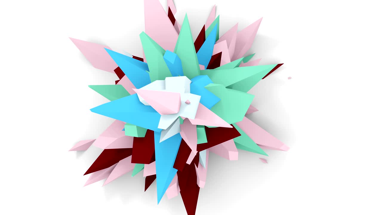 4K. Abstract Digital Flower. Version With Pink, Brown And Blue Colors. Seamless Looped.
