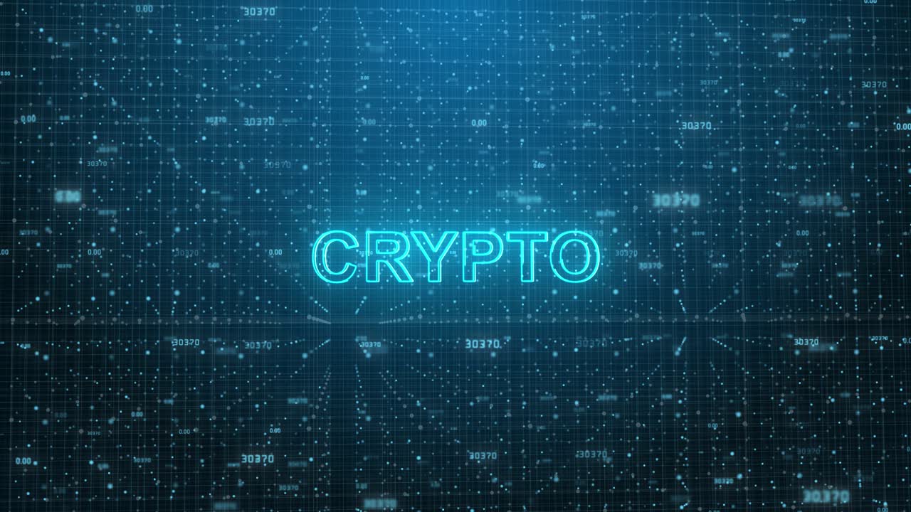 Glowing Crypto Word in Abstract Digital Network Background