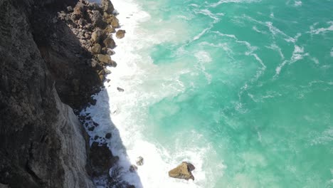 drone aerial rising over the great australian bight pan down showing blue water