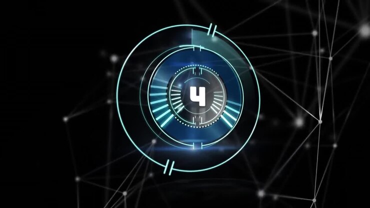 Animation of network of connections over countdown and scope scanning