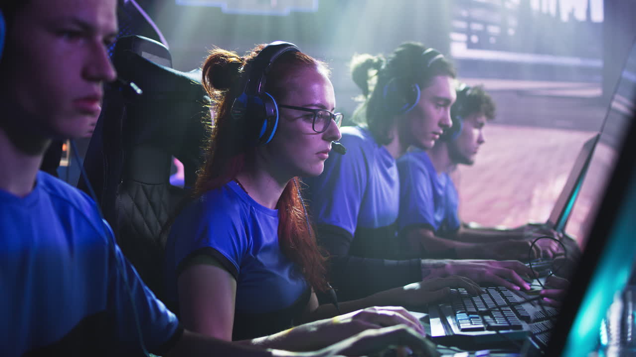 Esports team competing in an online gaming tournament