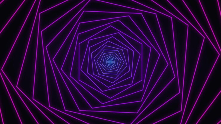 Animação Abstrata de Túnel Hexagonal Roxo Neon