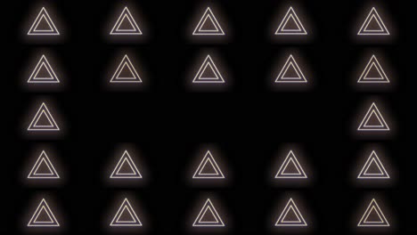 patrón de iconos de triángulos con luz led de color amarillo neón.