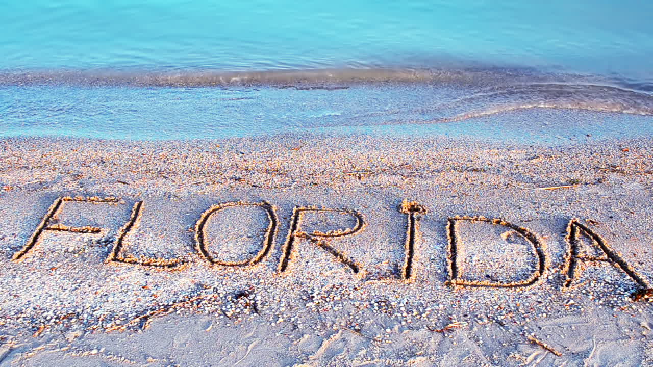 Florida, l'iscrizione sulla sabbia. Iscrizione sulla sabbia, la spiaggia.
